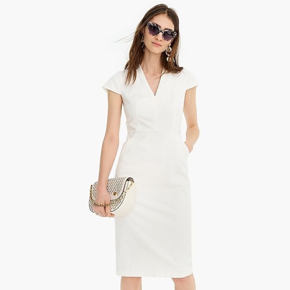 J. Crew V-neck sheath dress in bi-stretch cotton size 2